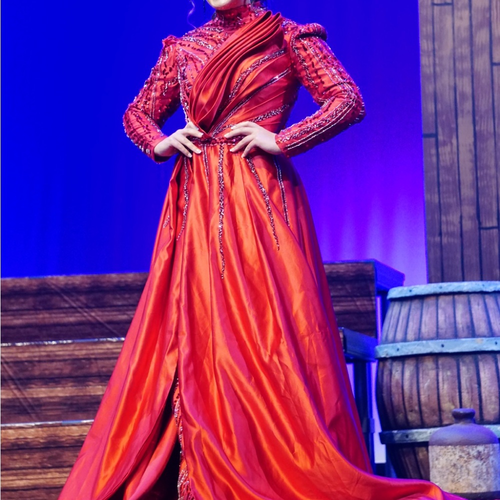 Custom red evening gown